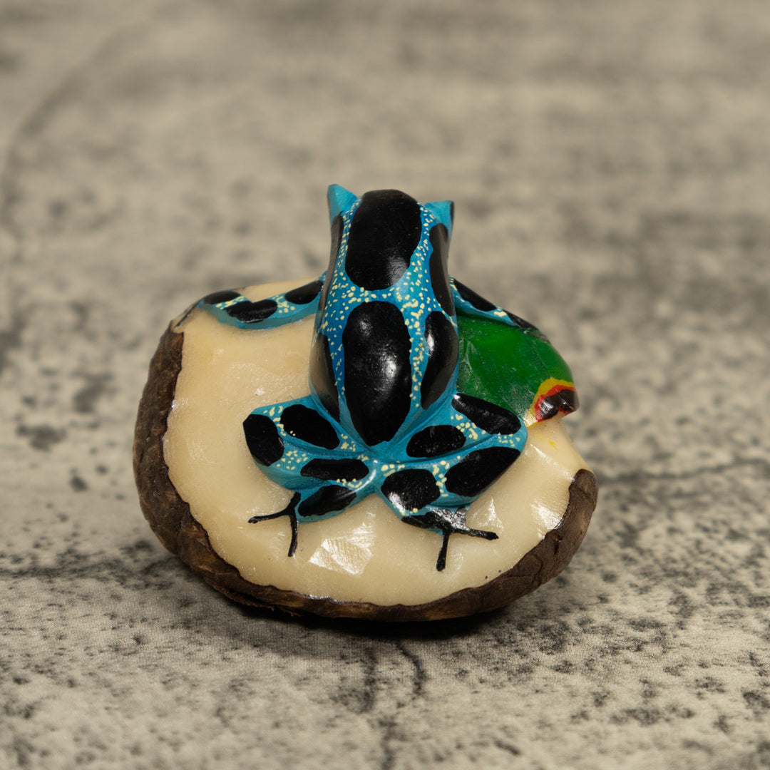 Blue And Black Poison Dart Frog Tagua Carving