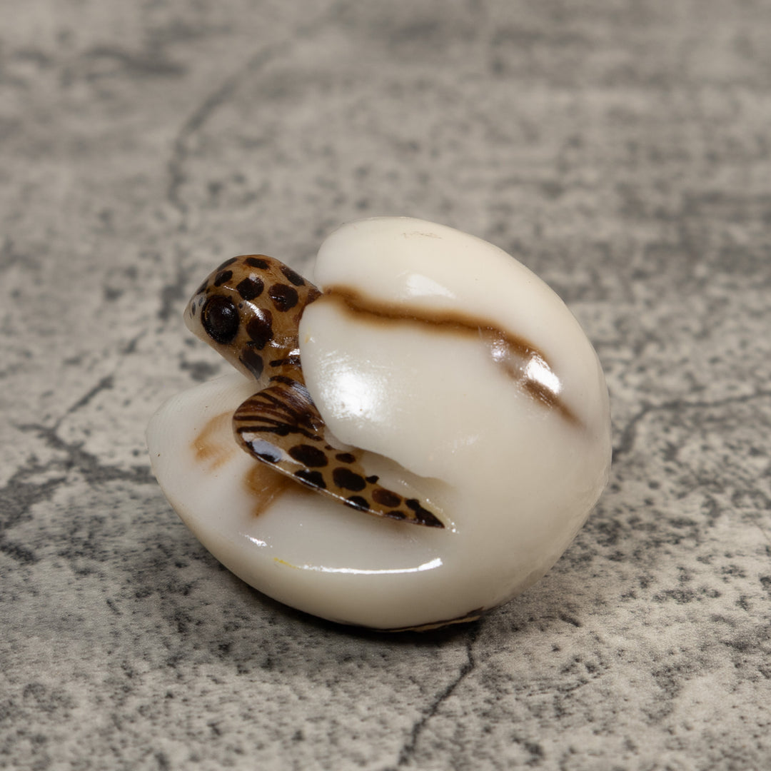 Sea Turtle With Egg Tagua Carving