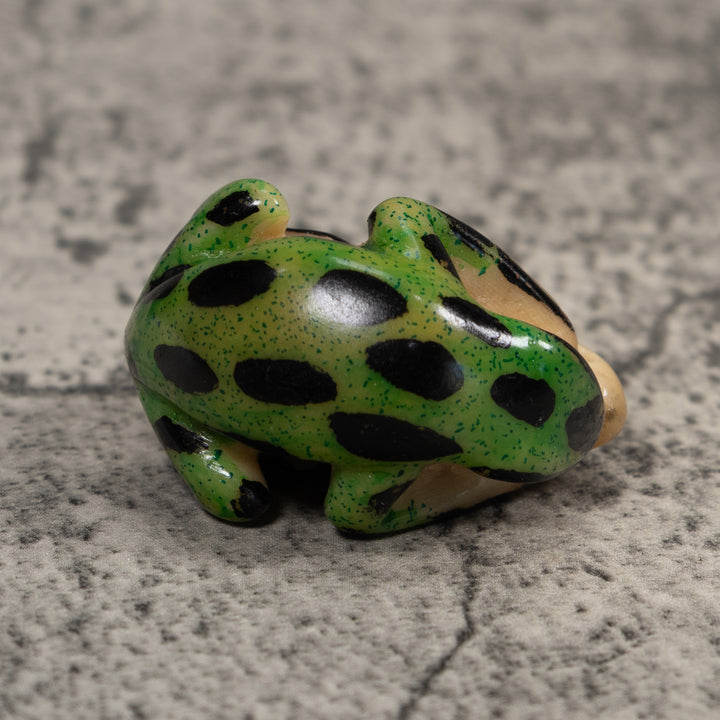Vintage Green And Black Frog Tagua Carving