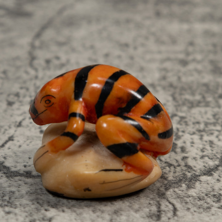 Vintage Black And Gold Frog Tagua Carving