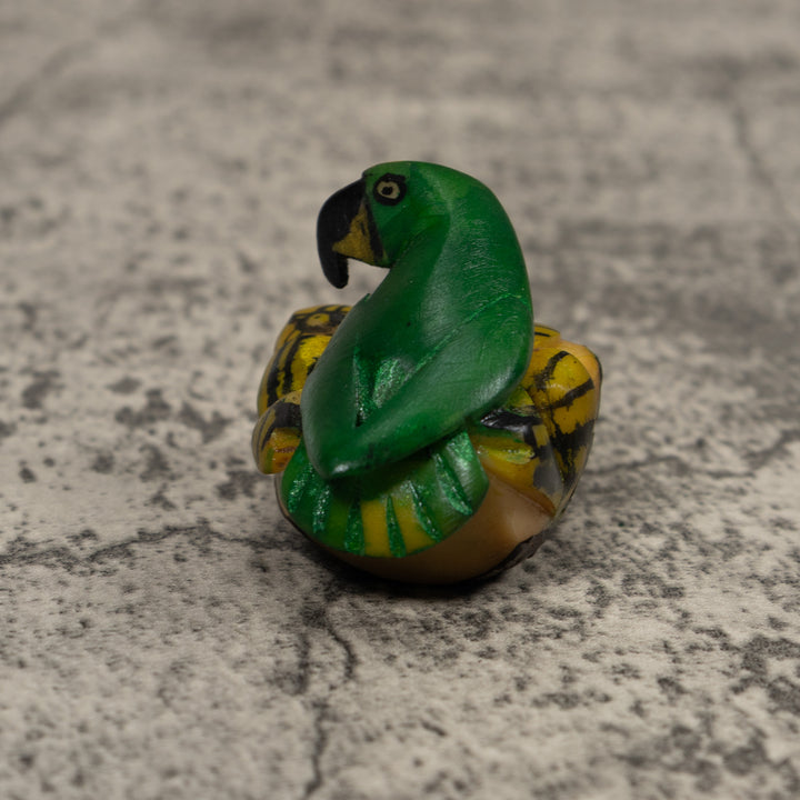 Vintage Green Parrot Bird Tagua Carving