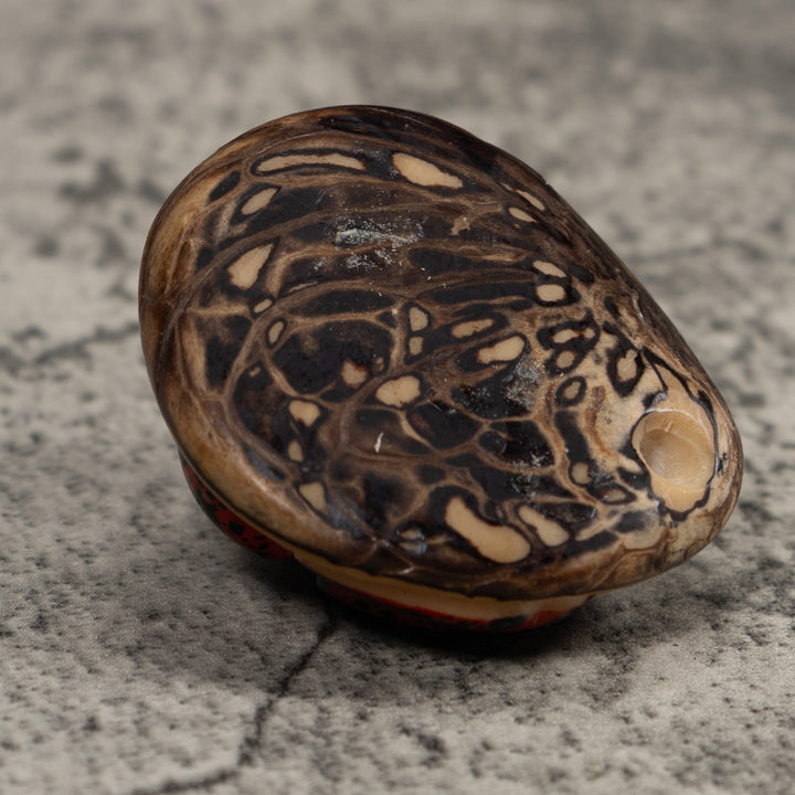Vintage Dark Red And Black Frog Tagua Carving