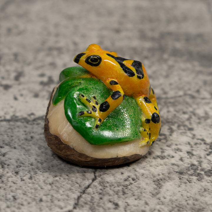 Black Gold And Green Poison Dart Frog Tagua Carving