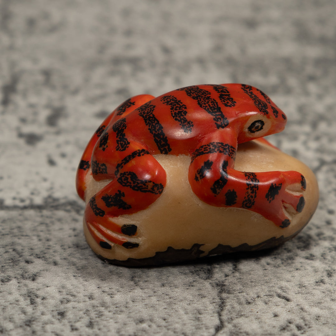 Vintage Red And Black Poison Dart Frog Tagua Carving