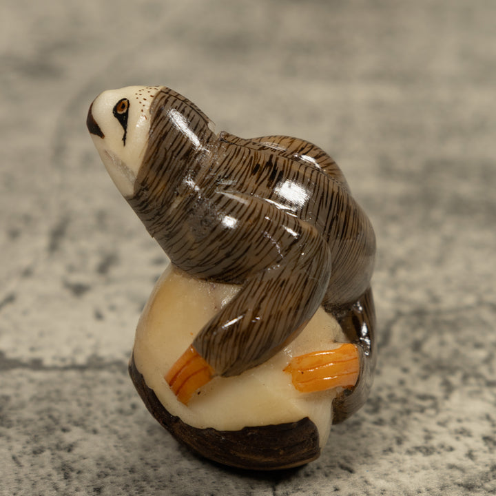 Brown Sloth Tagua Carving
