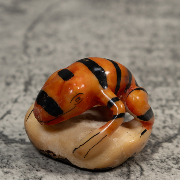 Vintage Black And Gold Frog Tagua Carving