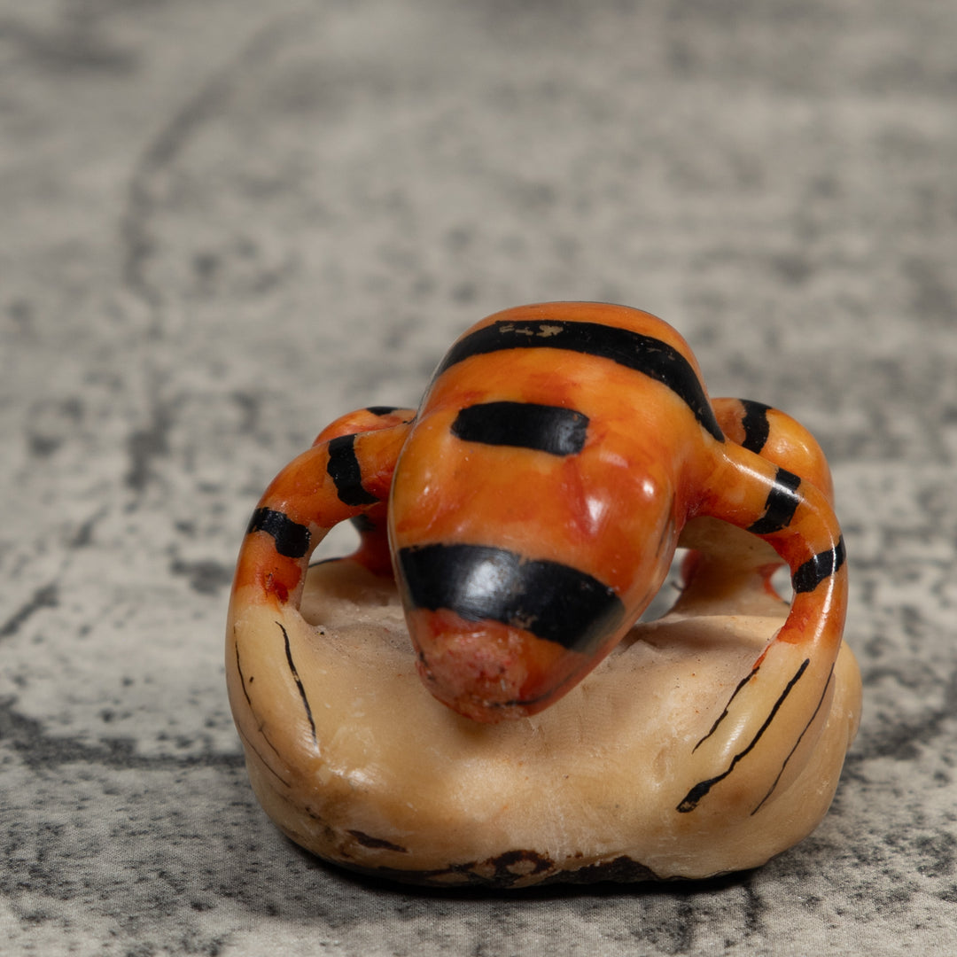 Vintage Black And Gold Frog Tagua Carving