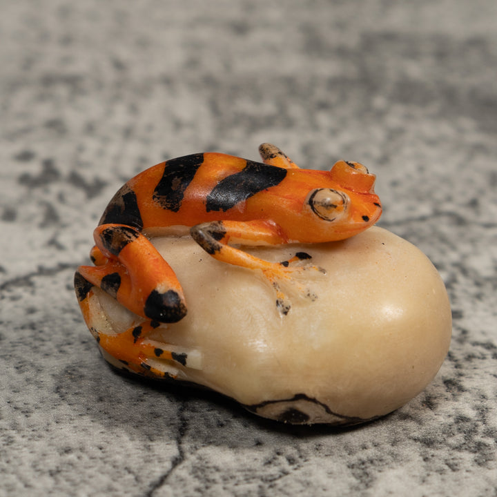 Vintage Orange And Black Poison Dart Frog Tagua Carving