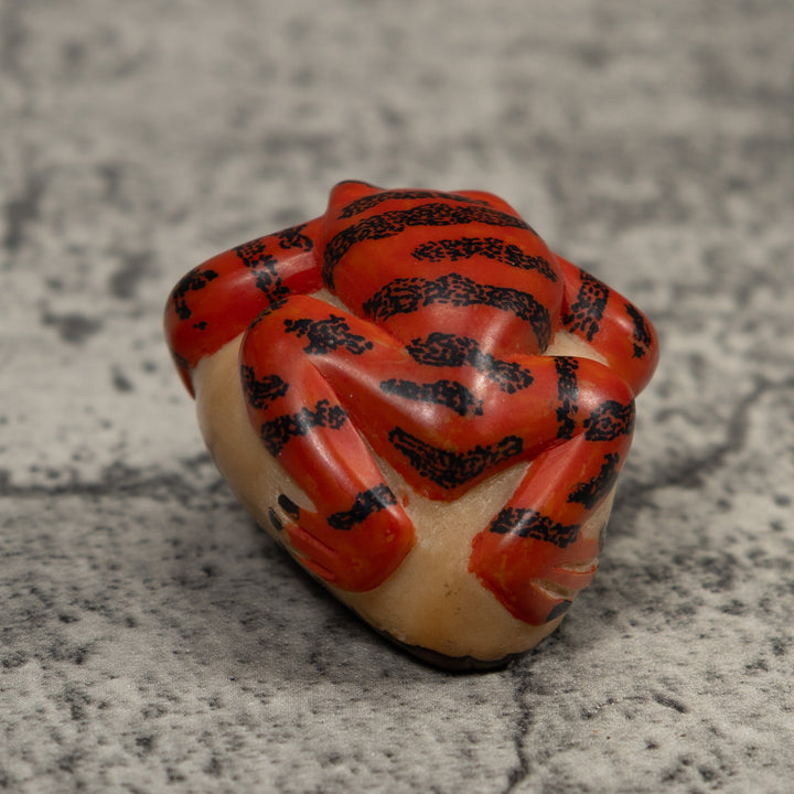 Vintage Red And Black Poison Dart Frog Tagua Carving
