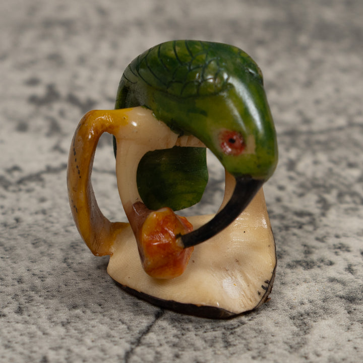 Vintage Red Yellow And Green Hummingbird Tagua Carving