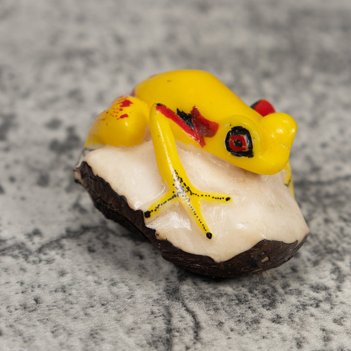 Yellow And Red Poison Dart Frog Tagua Carving