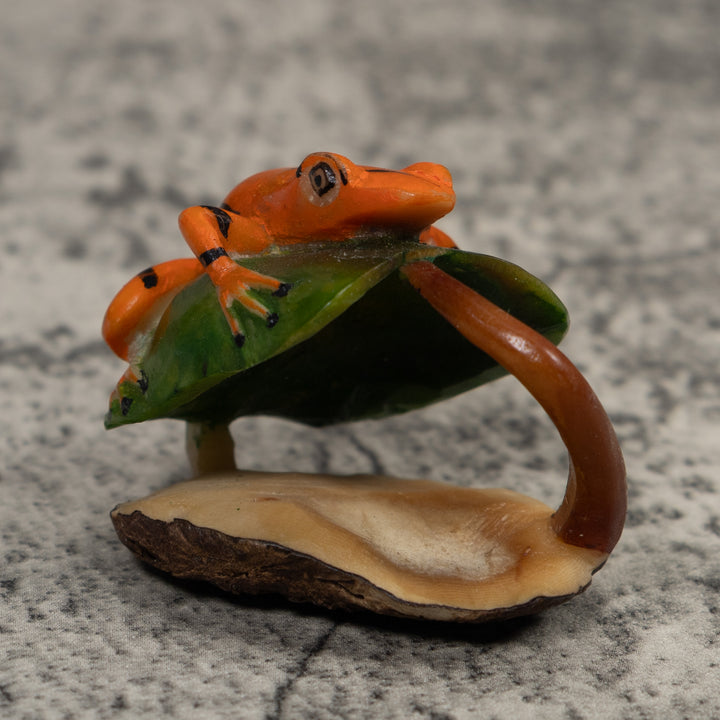 Vintage Black Green And Gold Poison Dart Frog Tagua Carving