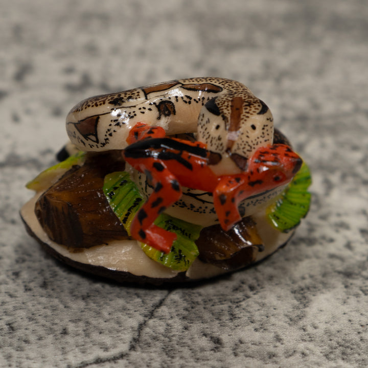 Snake Eating Frog Tagua Carving