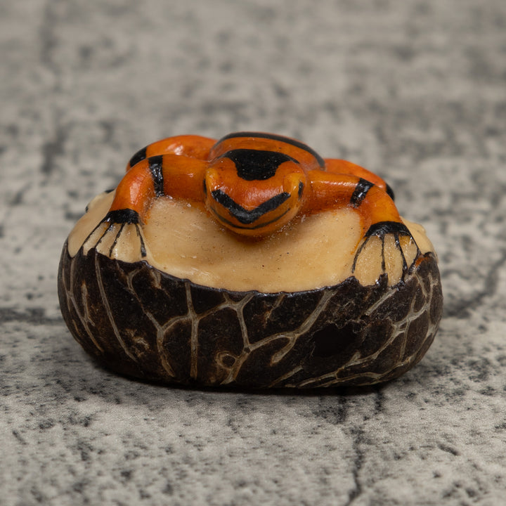 Vintage Gold And Black Frog Tagua Carving