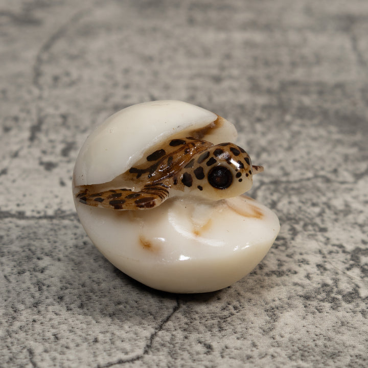 Sea Turtle With Egg Tagua Carving