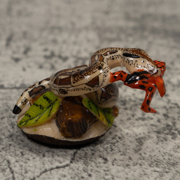 Snake Eating Frog Tagua Carving