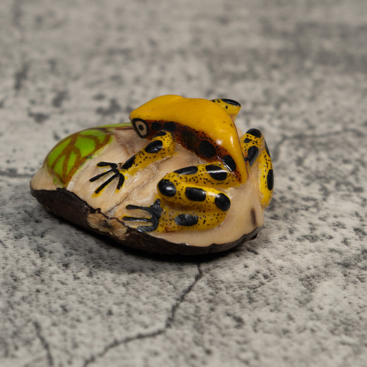 Gold And Black Poison Dart Frog Tagua Carving