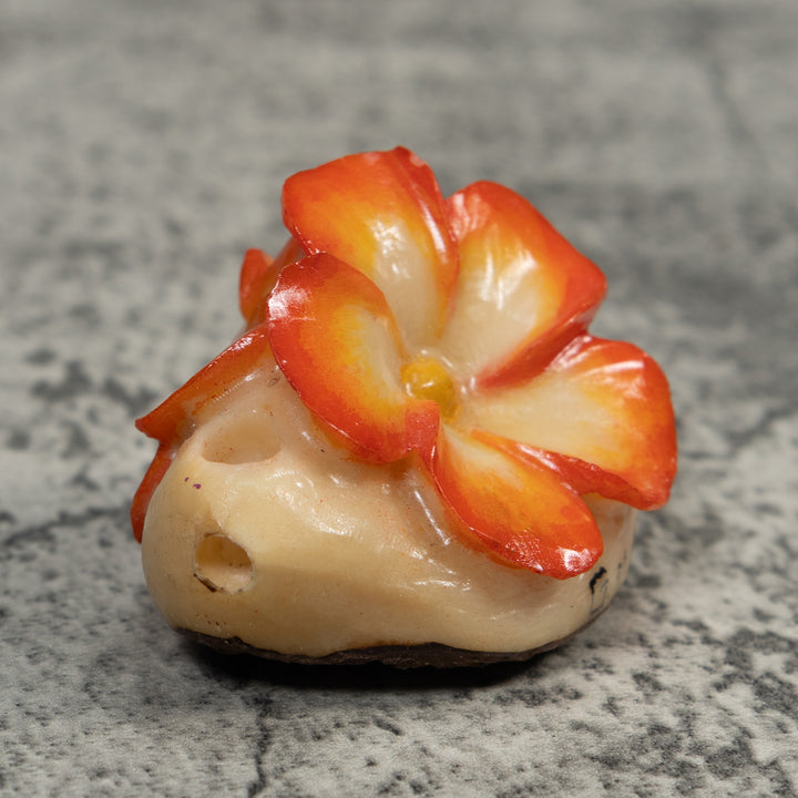 Double Orange Flower Petals Tagua Carving