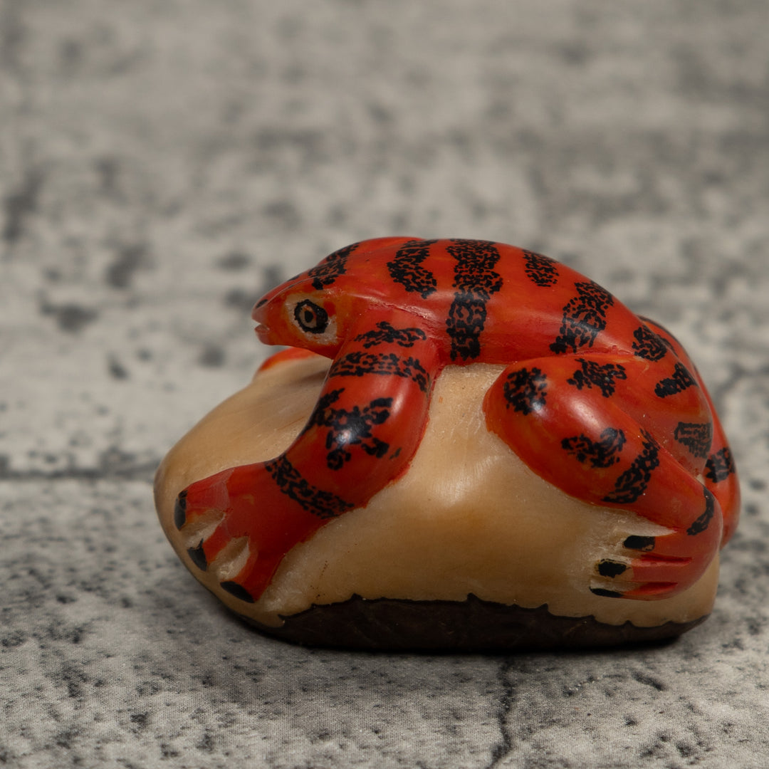 Vintage Red And Black Poison Dart Frog Tagua Carving