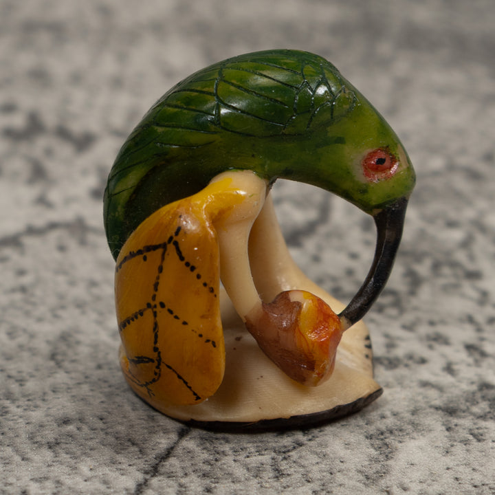 Vintage Red Yellow And Green Hummingbird Tagua Carving