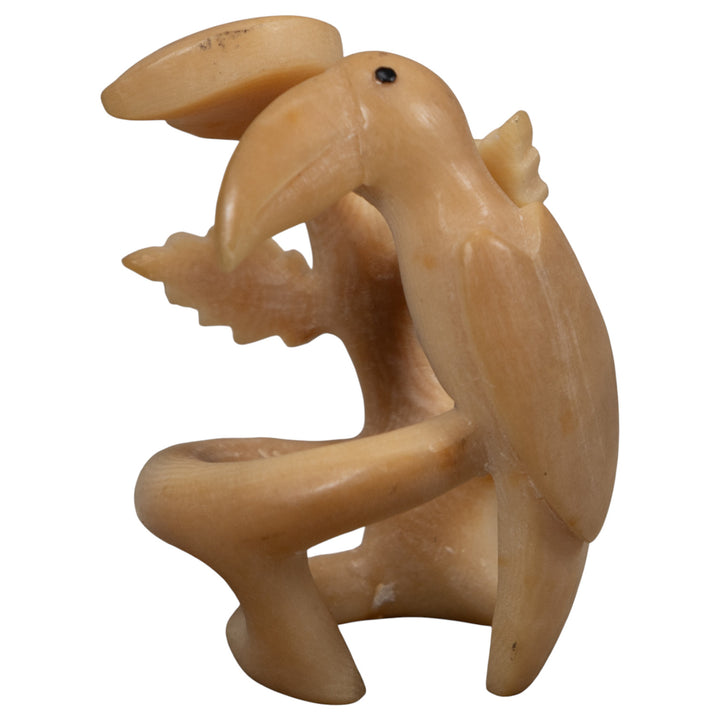 Vintage White Toucan Parrot Bird Tagua Carving