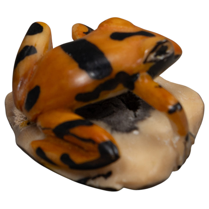 Vintage Black And Gold  Poison Dart Frog Tagua Carving