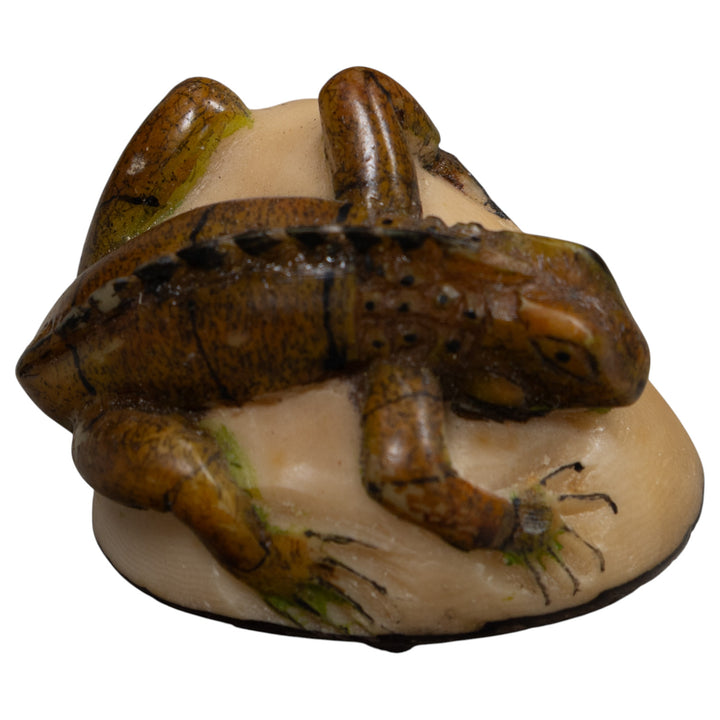 Vintage Iguana Lizard Reptile Tagua Carving