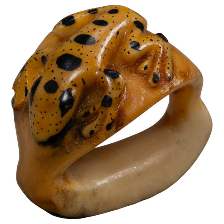 Vintage Black And Gold Poison Dart Frog Tagua Carving