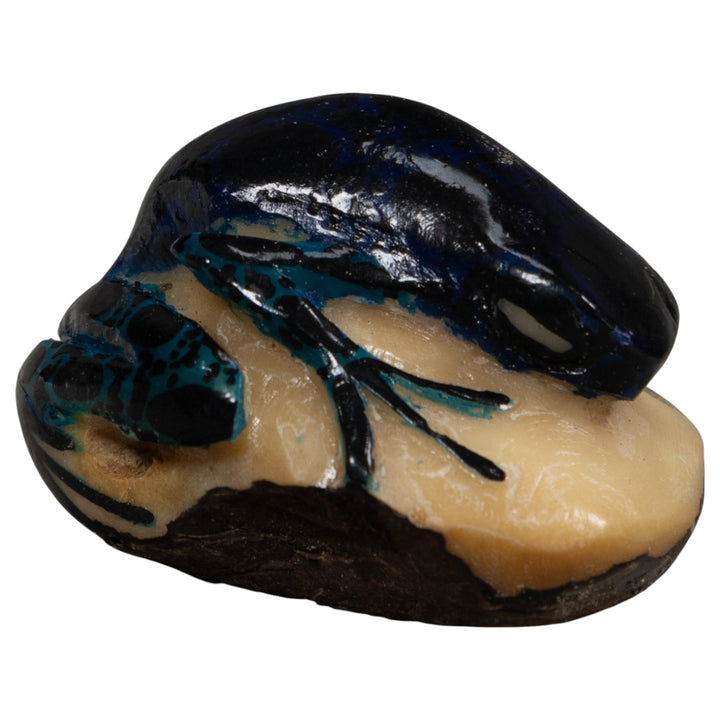 Vintage Dark Blue Frog Tagua Carving