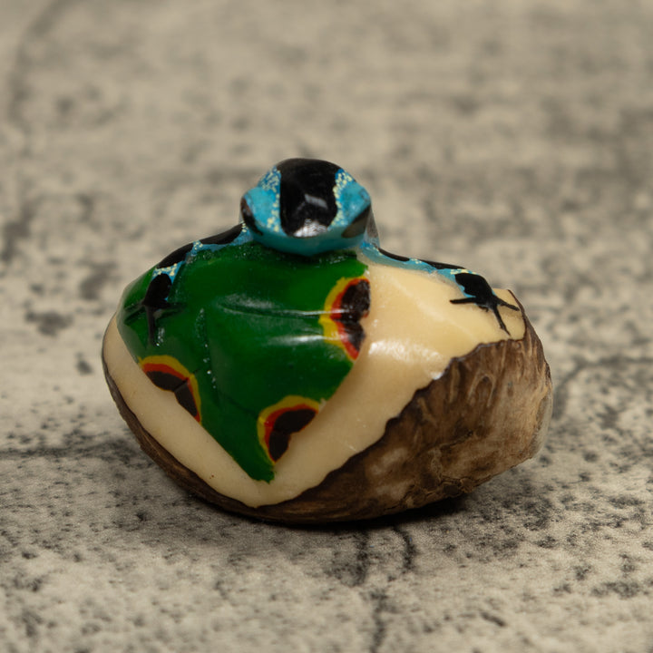 Blue And Black Poison Dart Frog Tagua Carving