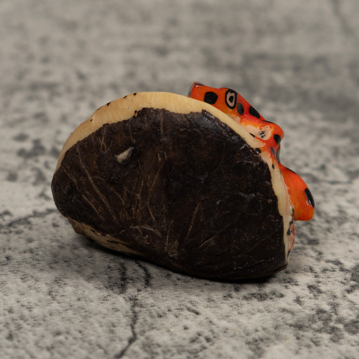 Vintage Black And Red Frog Tagua Carving