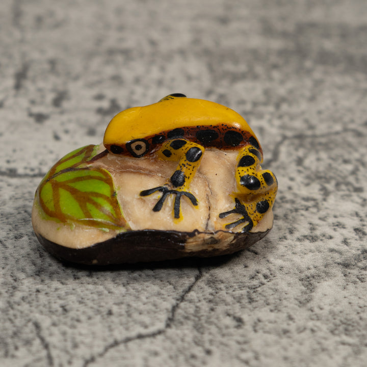 Gold And Black Poison Dart Frog Tagua Carving
