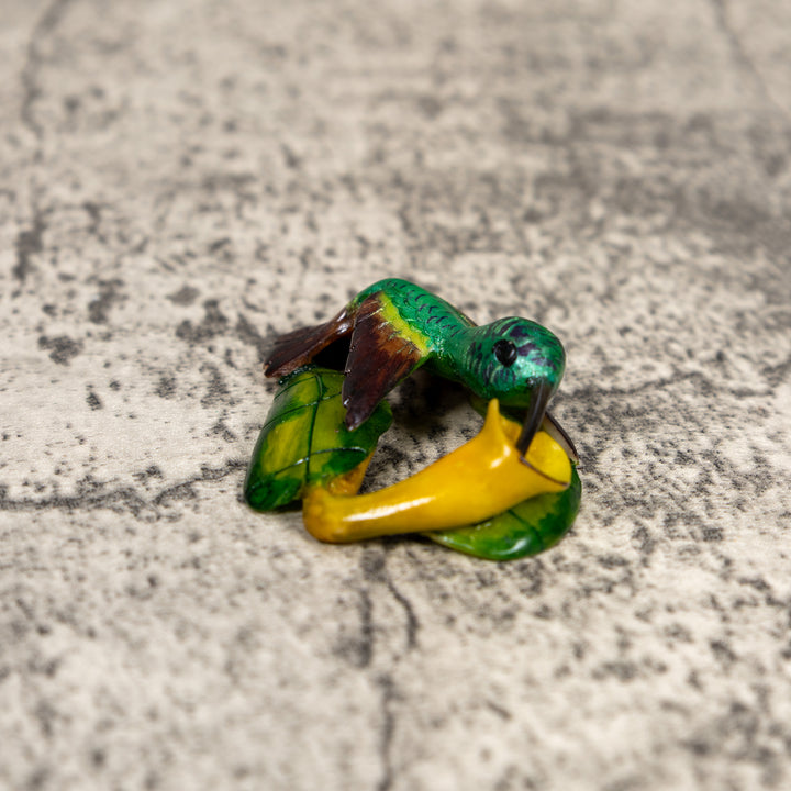 Green And Yellow Hummingbird Tagua Carving