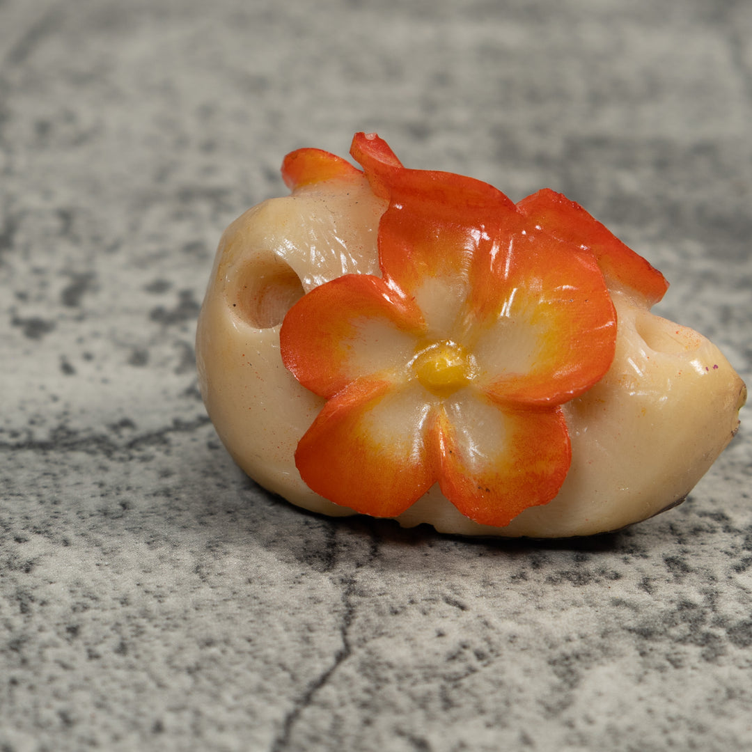 Double Orange Flower Petals Tagua Carving