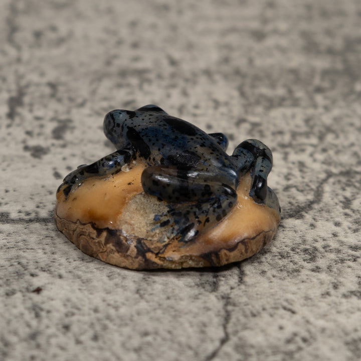 Vintage Dark Blue Frog Tagua Carving
