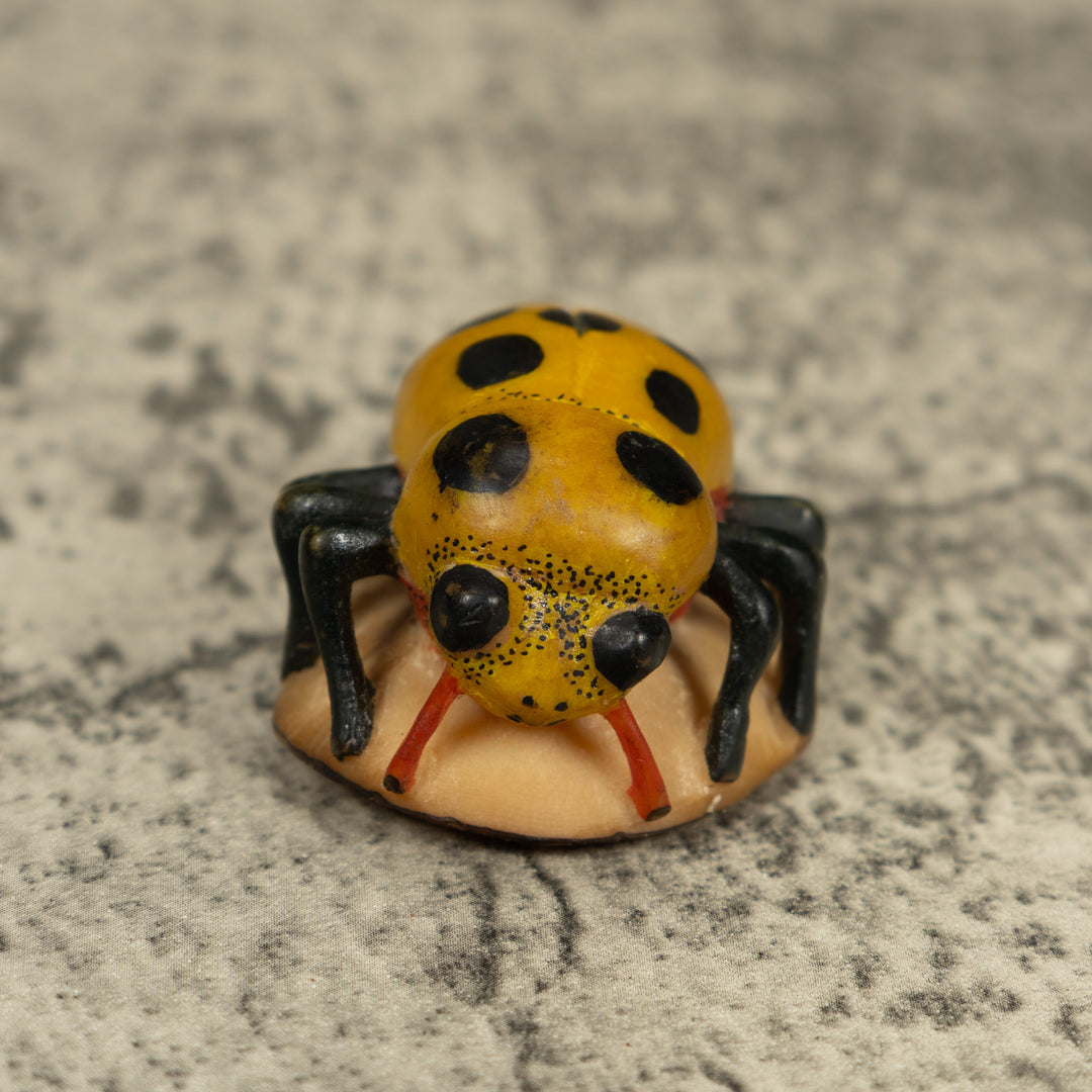 Vintage Black And G9old Insect Bug Tagua Carving