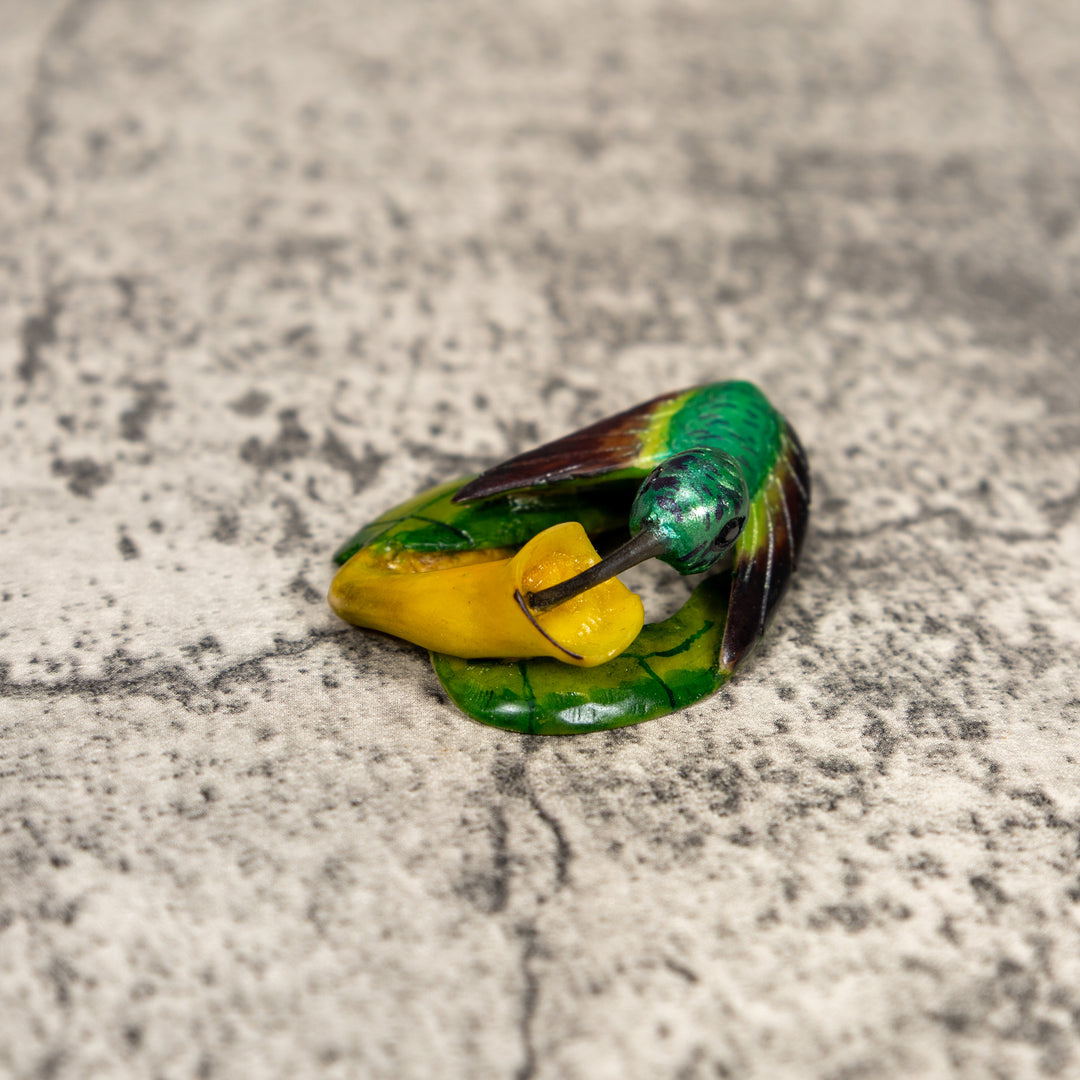 Green And Yellow Hummingbird Tagua Carving
