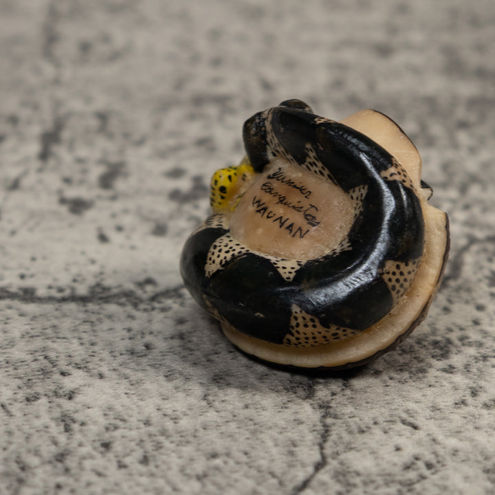 Vintage Snake Eating Frog Tagua Carving