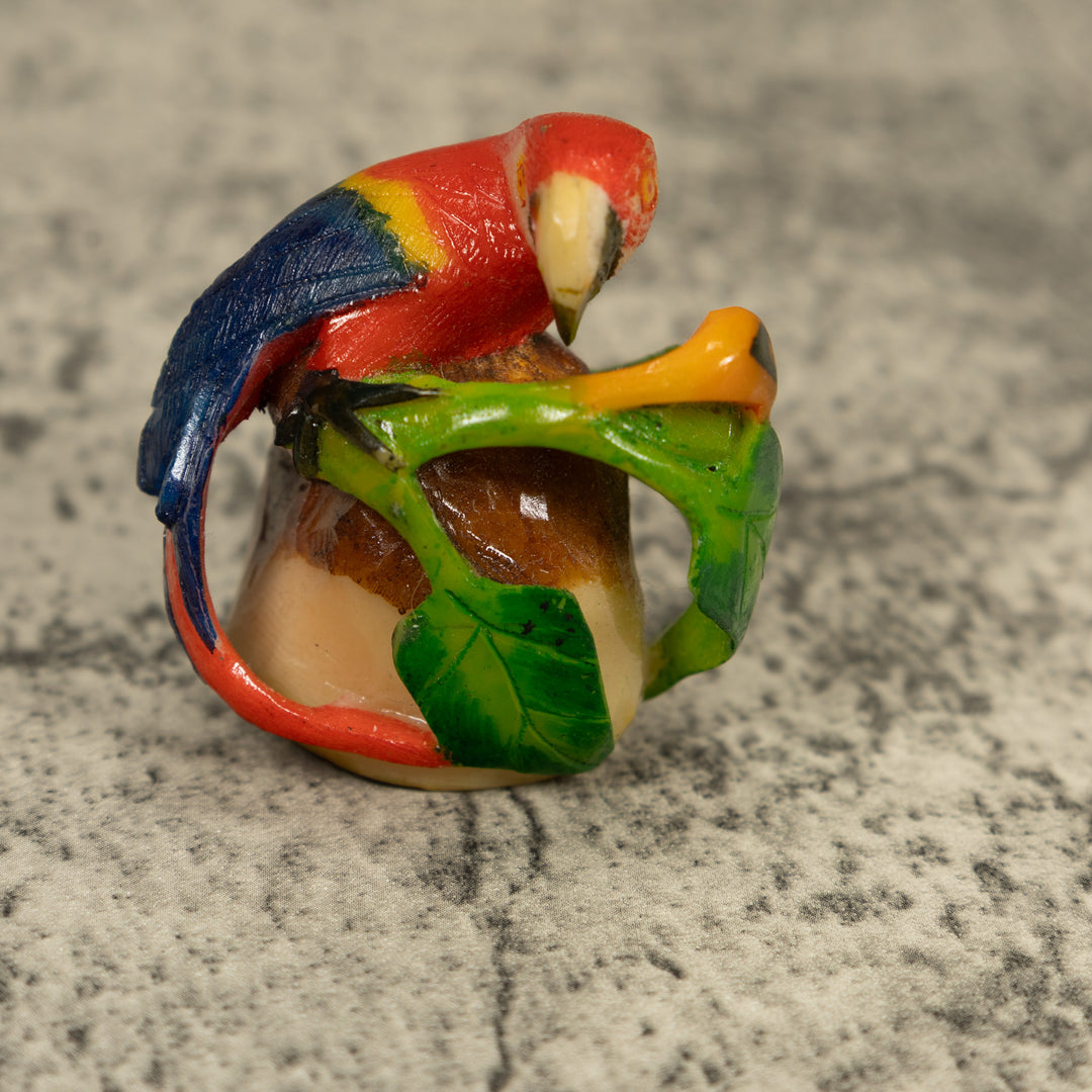 Red Blue And Yellow Macaw Parrot Bird Tagua Carving