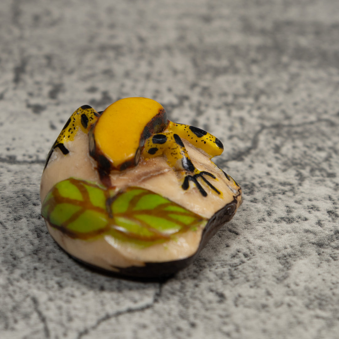 Gold And Black Poison Dart Frog Tagua Carving