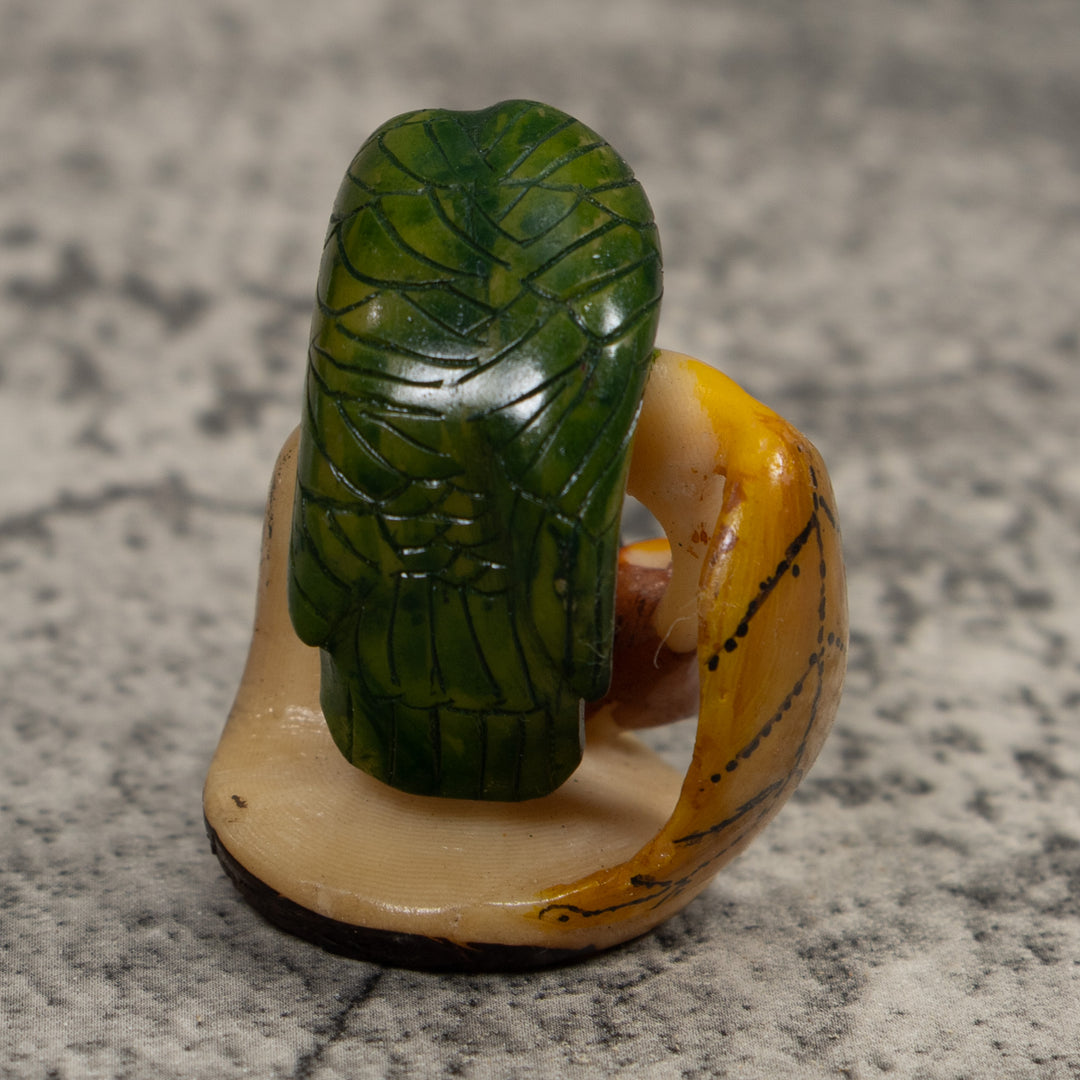 Vintage Red Yellow And Green Hummingbird Tagua Carving