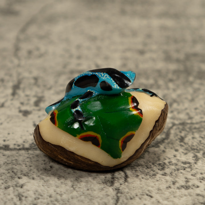 Blue And Black Poison Dart Frog Tagua Carving