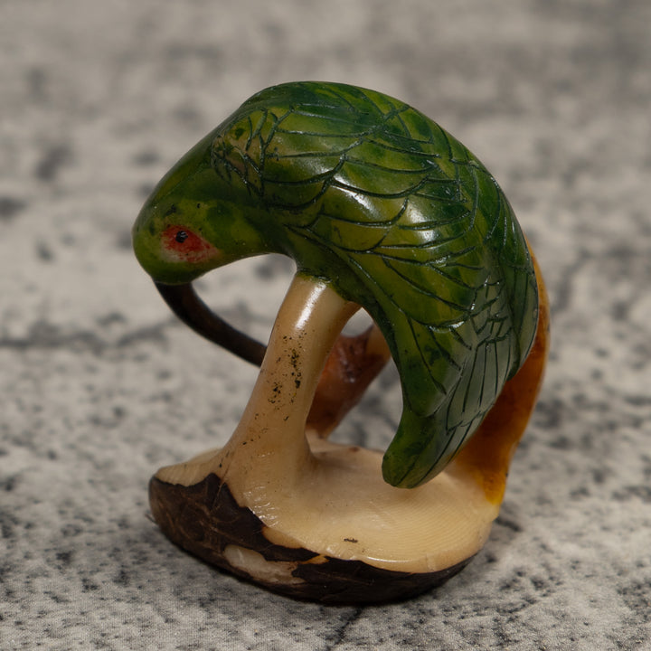 Vintage Red Yellow And Green Hummingbird Tagua Carving