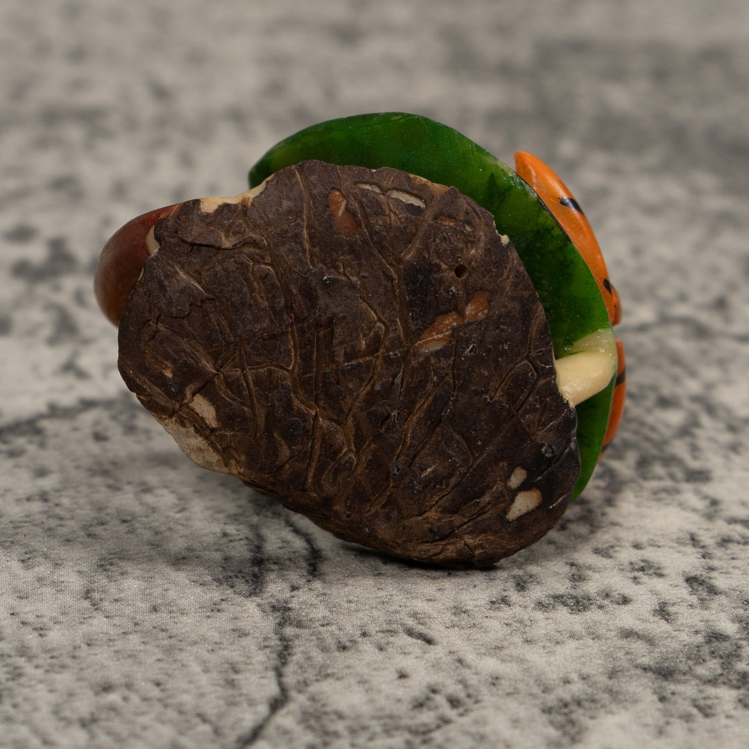 Vintage Black Green And Gold Poison Dart Frog Tagua Carving