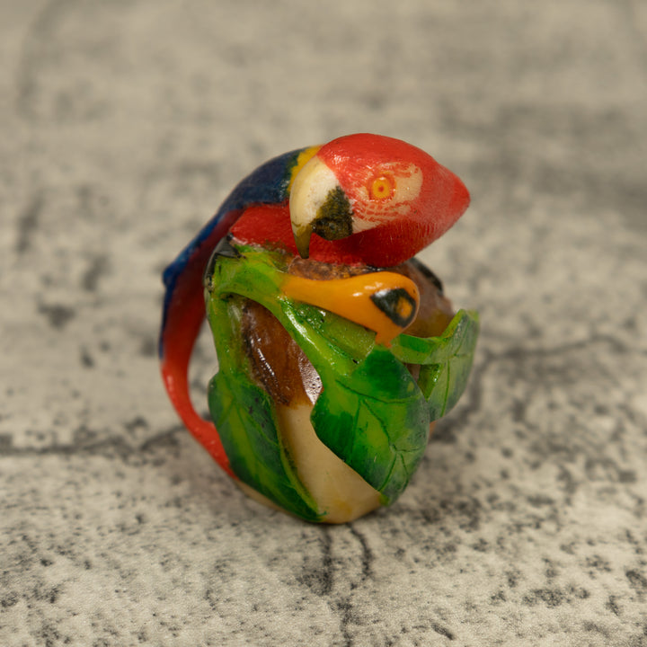 Red Blue And Yellow Macaw Parrot Bird Tagua Carving