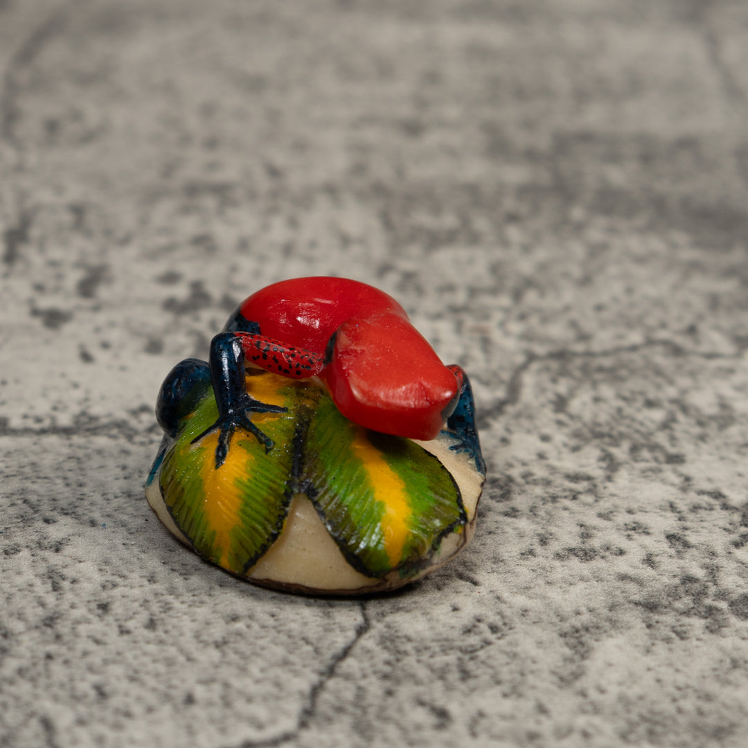 Red And Black Poison Dart Frog Tagua Carving