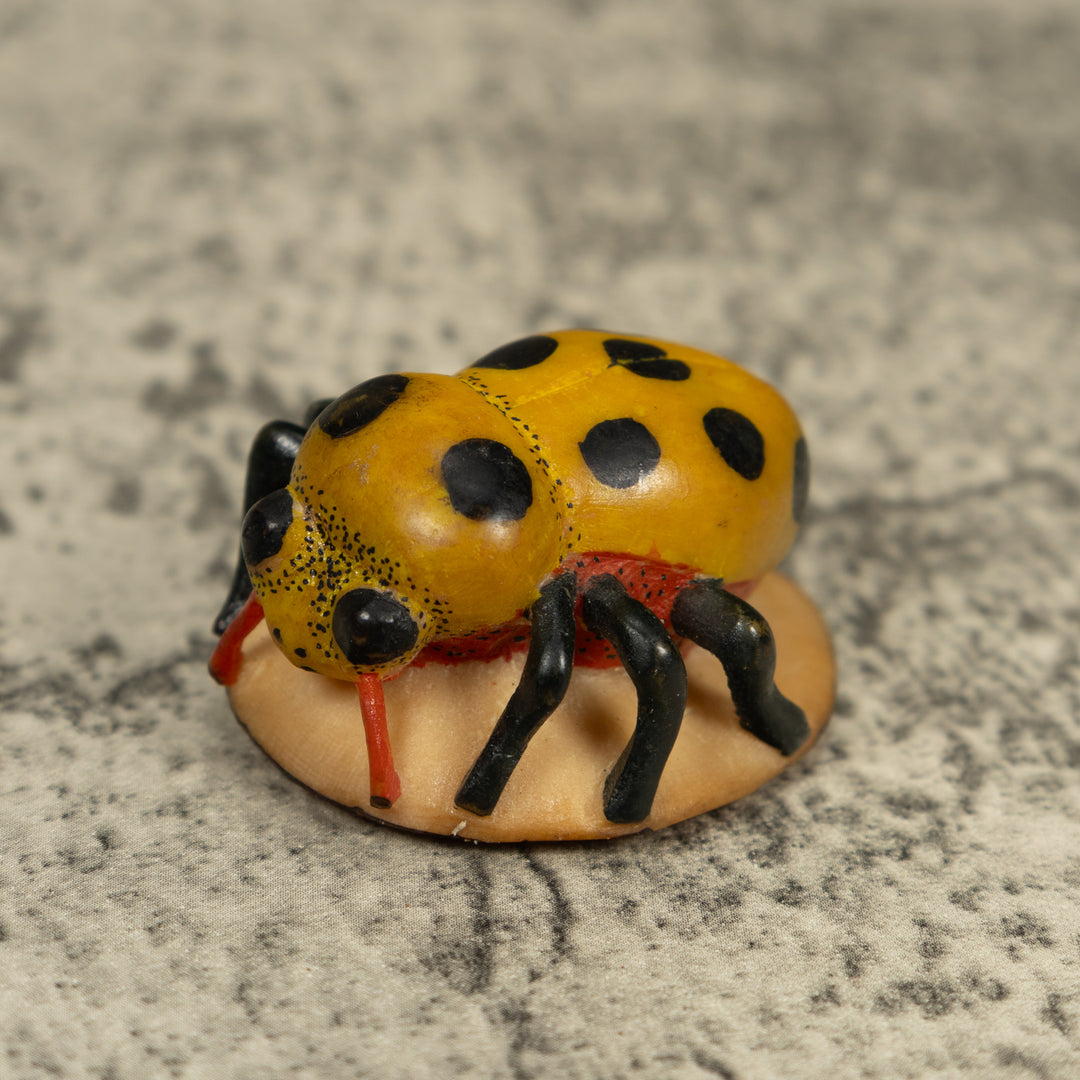 Vintage Black And G9old Insect Bug Tagua Carving