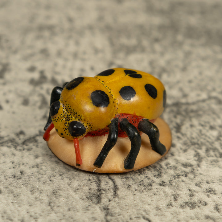 Vintage Black And G9old Insect Bug Tagua Carving