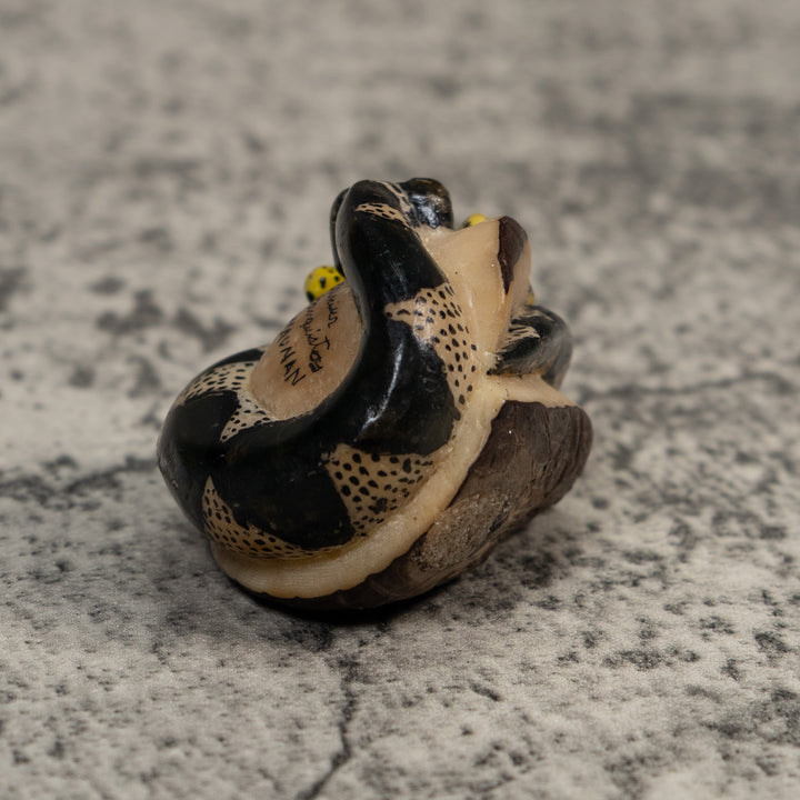 Vintage Snake Eating Frog Tagua Carving