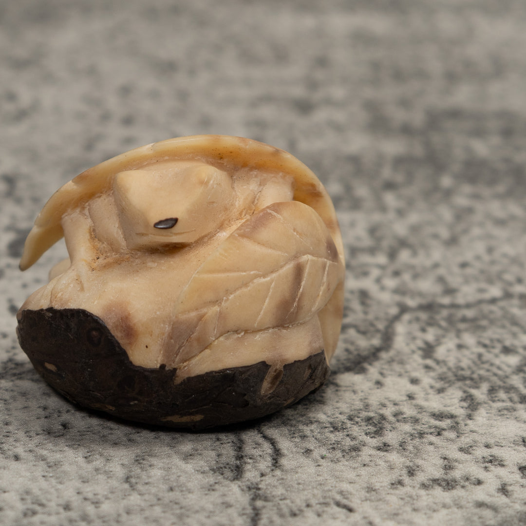 Vintage Frog And Foliage Tagua Carving